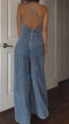 Women's V-neck Suspender Zipper Casual Denim Jumpsuit