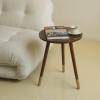 AWASEN Round Side Table, Small End Table for Living Room, Modern Wood Accent Table Coffee Side Table with Wood Legs for Small Space, Easy Assembly, Rustic Brown