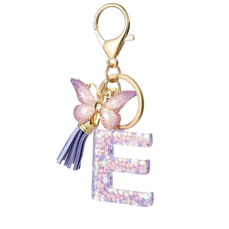 🔥Last Day 50% OFF - Butterfly Letter Keychain Tassel Design Vibrant Durable Lightweight Gift