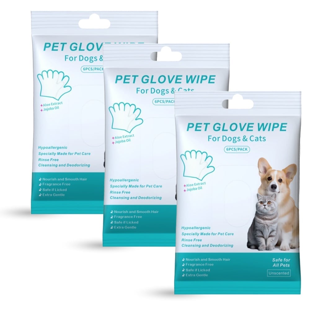 🔥Letzter Tag Verkauf 49% Rabatt🐶Wasserfreie Hundeshampoo-Handschuhe – Hypoallergene Badetücher für Haustiere, 6 Packungen