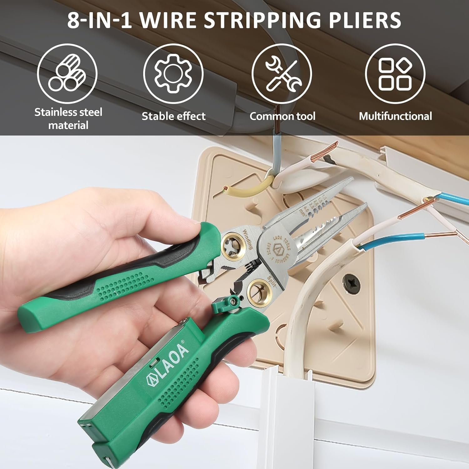 (🎄Christmas Hot Sale - 49% OFF) 8 in 1 Electrician Wire Stripping Pliers Multifunctional Tool