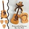 Mini Cute Edition Wooden Guitar Plectrum Case With Guitar Stand