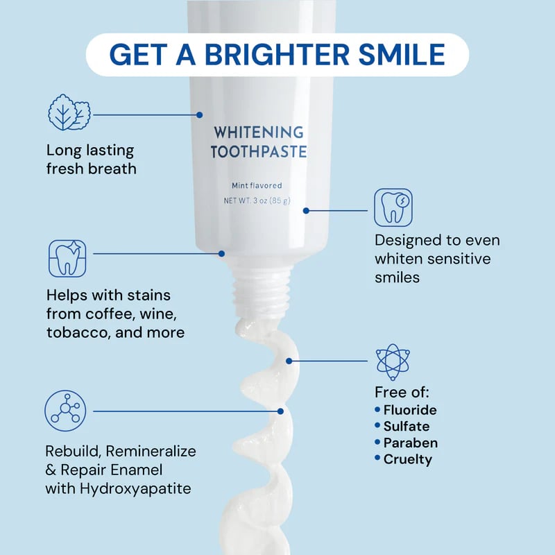 🦷Fluoride-Free Hydroxyapatite Teeth Whitening Toothpaste with Coconut Oil & Xylitol❄️