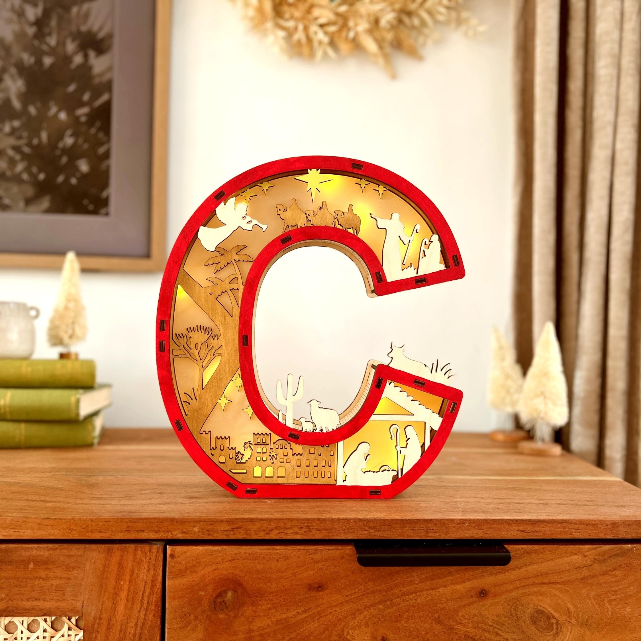 3D Nativity Monogram Ornament With Light