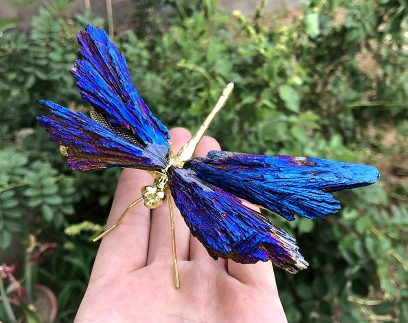 💜🦋AURA TOURMALINE KYANITE DRAGONFLY