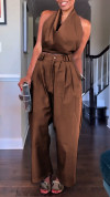🔥60% OFF💃💎Own the Look, Save More!✨Women's Halter Neck Sleeveless Cotton and Linen Casual Suit
