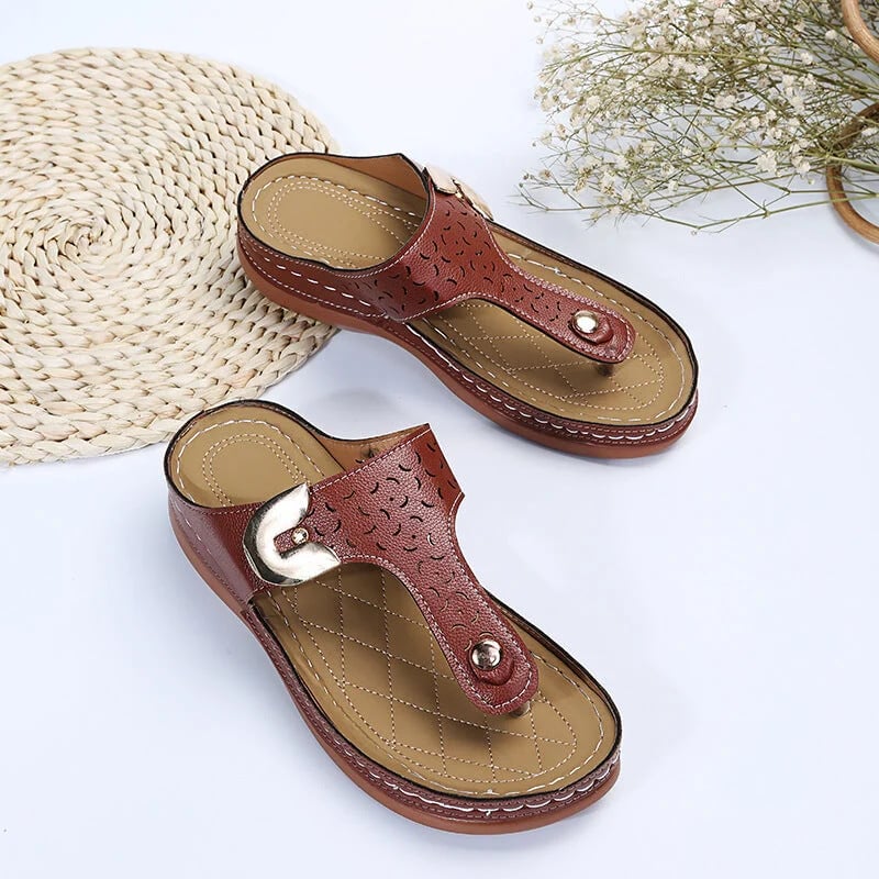 🔥Last Day 50% OFF🔥 - Roman style leather wedge shoes for women