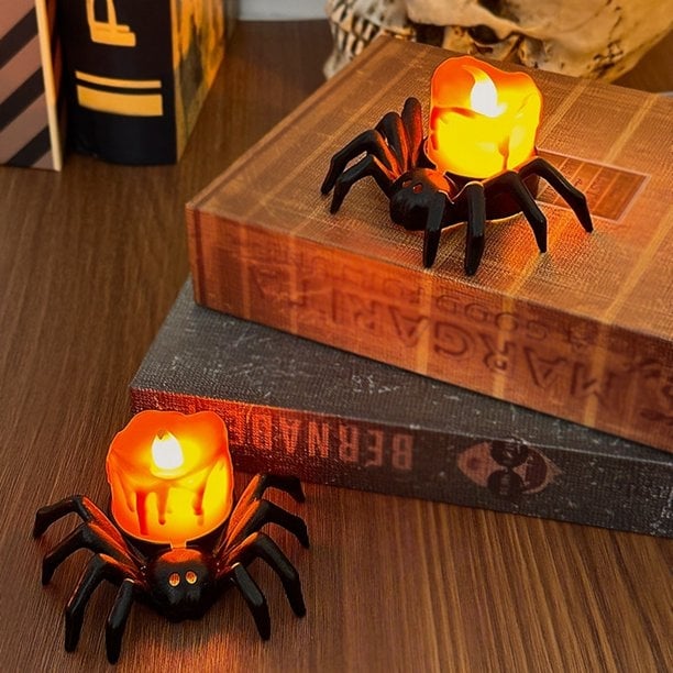 💥LAST DAY SALE 50% OFF💥Halloween LED Candle Lamp with Creepy Spider Decor