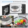 10 Inch Microwave Food Cover & Collapsible Silicone Mat - Splatter Guard, Plate Holder & Kitchen Colander for Meal Prep, Charcoal