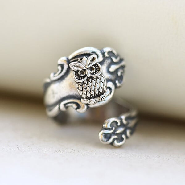 🔥 Last Day Promotion 75% OFF🎁Owl Silver Spoon Ring