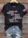 Retro America Courage Freedom Diversity Rights Kindness Justice Equality Print T-Shirt