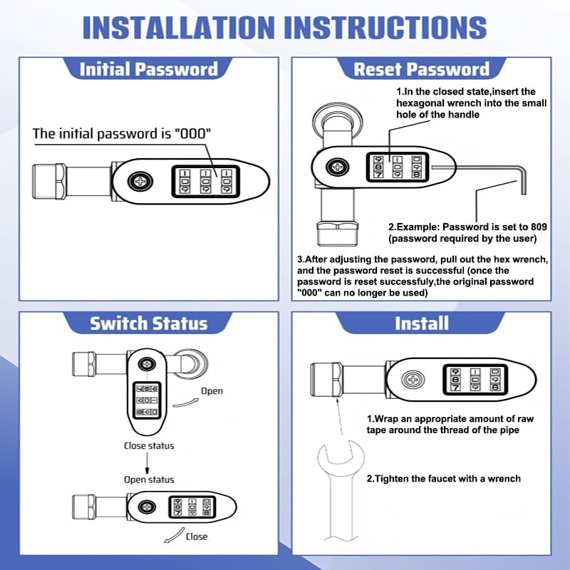 🔥1/2'' Freeze-proof faucet with password lock