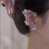 Vintage Crystal Butterfly Flower Ear Cuffs 2pcs Non-Pierced Sparkling Iced Out Rhinestone Butterfly Cartilage Climber Ear Wrap Prom Party Festival Ear Jewelry for Women