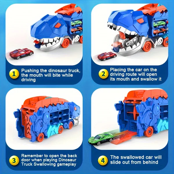 🚗 FREE SHIPPING🚗Transform Dinosaur Transport Devouring Truck With Foldable Sliding Track