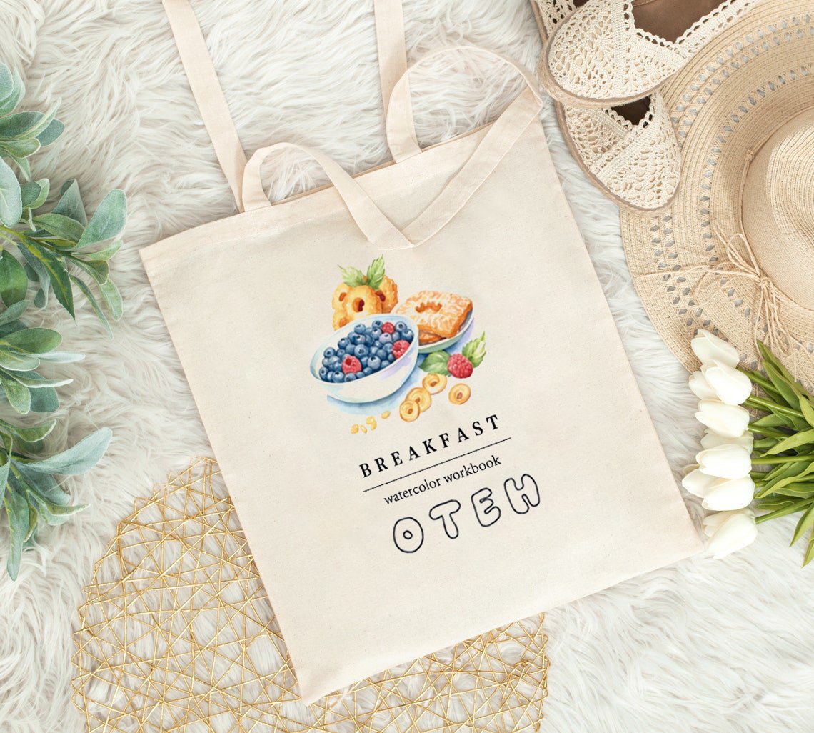 𝙊𝙏𝙀𝙃® Watercolor Canvas bag-Breakfast