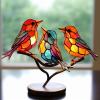 🔥Last Day Promotion 48% OFF-🎁-  Stained Glass Birds on Branch Desktop Ornaments 🕊️✨