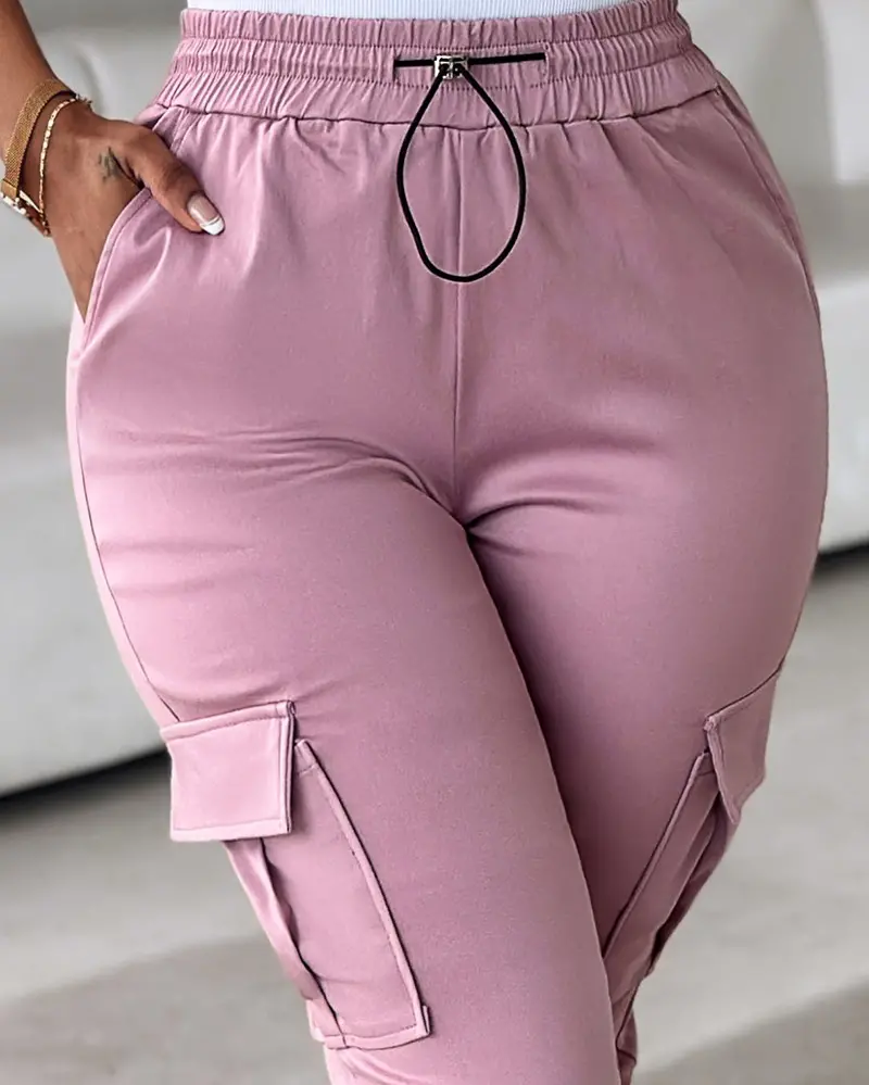 (🎉Last Day Promotion 50% OFF) Side Pockets Drawstring Waist Cropped Cargo Pants - Buy 2 Free Shipping