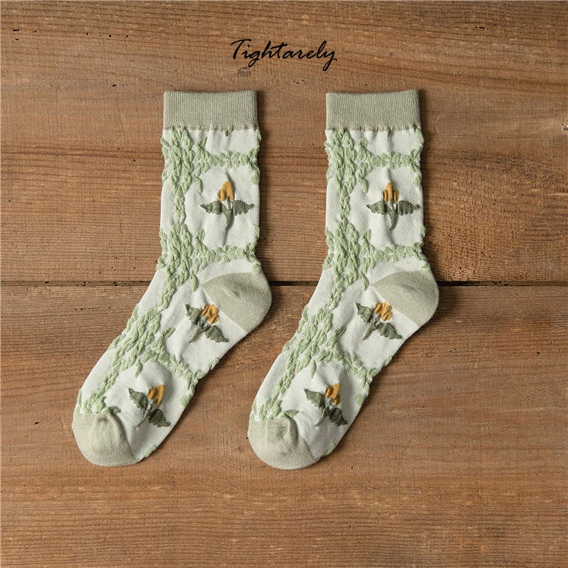 (5 Pairs) Vintage Embroidered Floral Women Socks(🎁New Year Sale)-I*