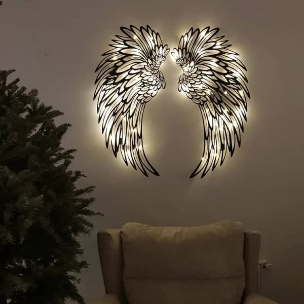 1 PAIR ANGEL WINGS METAL WALL ART WITH LED LIGHTS-🎁GIFT TO HER