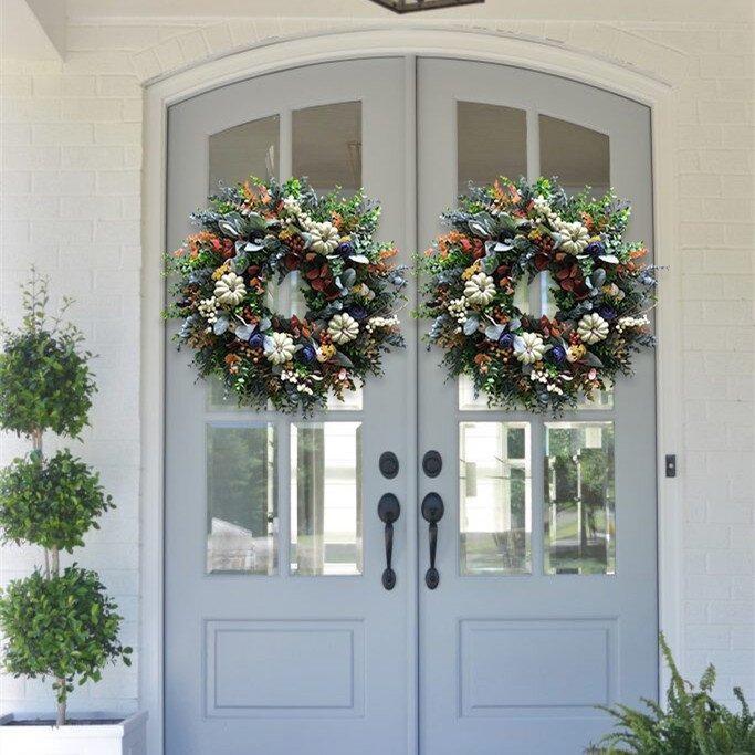 💐🎉Autumn Sale🎃White Pumpkins Ranunculus Wreath (🎁Halloween Day Pre-Sale- 50%OFF🎁)