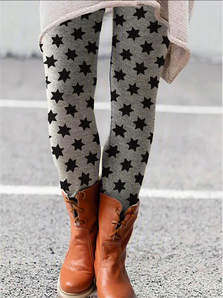 Women Contrasting Star Print Leggings