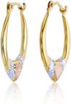 14K Gold Solid Hypoallergenic Heart Hoop Earrings - Tricolor Gold, Two Tone, Heart Shaped, Triple Heart, Shrimp Hoops