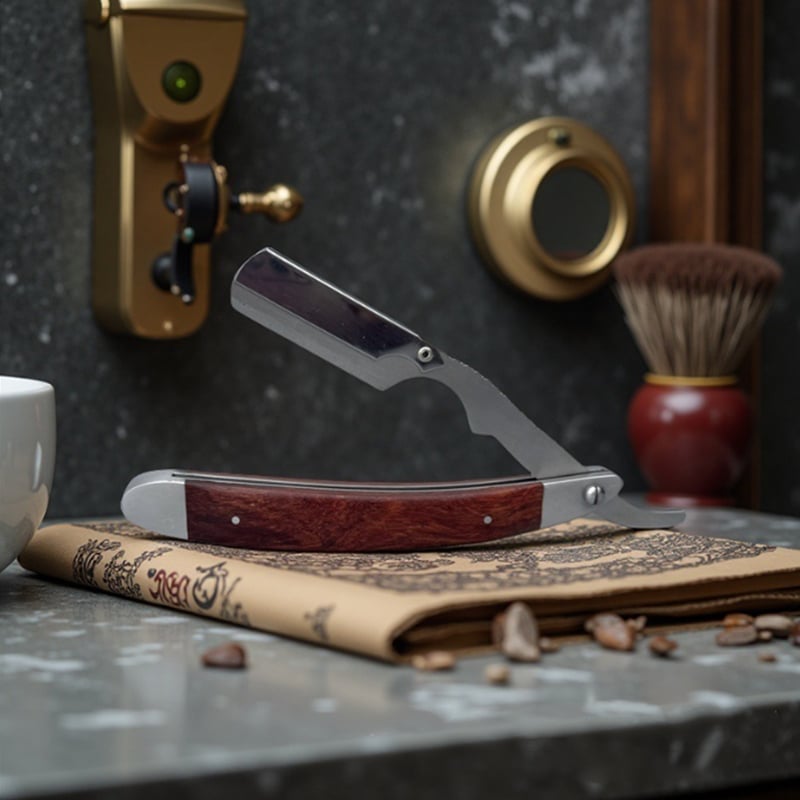 Father's Day Sale-Professional Wood Heavy Steel Barber Hair Shaving Razor
