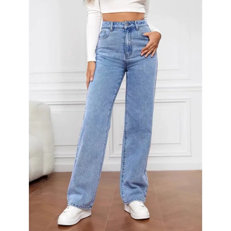⏰Letzter Tag 70 % RABATT🔥Jeans mit hoher Taille, mehreren Taschen und weitem Bein