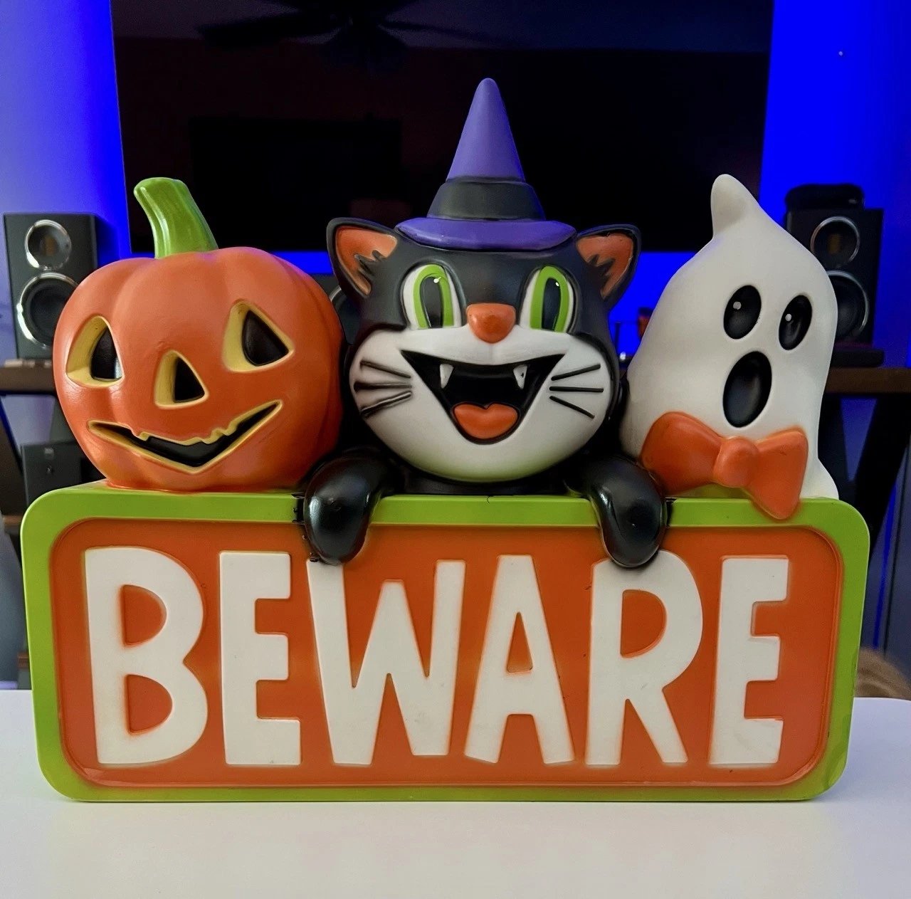 🎁TikTok Last Day Sale - 70% OFF🎃👻Halloween Lighted Blow Mold Vintage BEWARE Pumpkin Black Cat Ghost