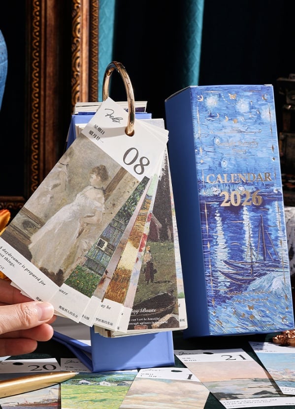 🎁TikTok Last Day Sale - 70% OFF🎉2026 Vintage European Style Oil Painting Flip Calendar🎨