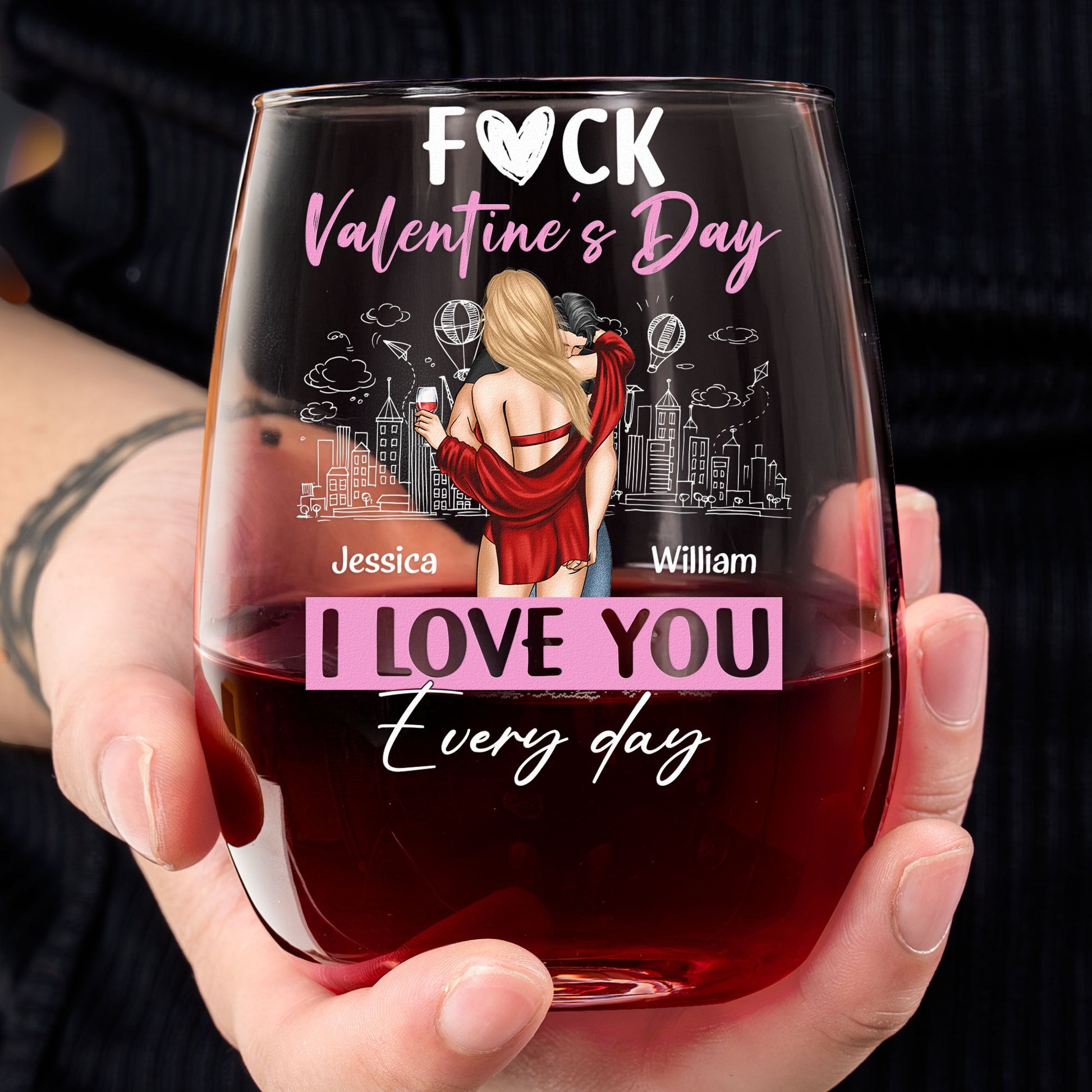 Personalized Couples Stemless Wine Glass