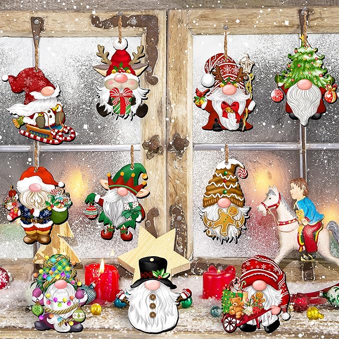 This Week 70％ OFF - 24 Pieces Christmas Wooden Gnome Ornaments