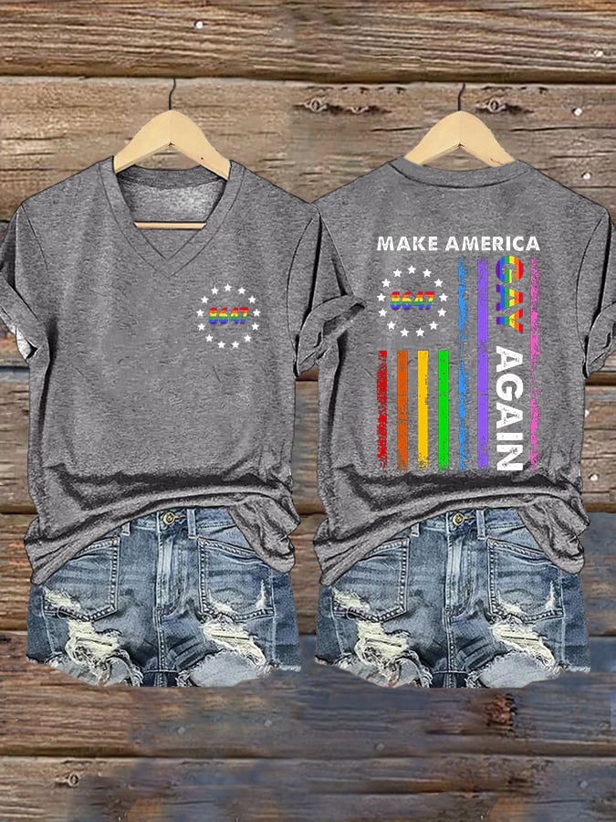 Women's Make America Gay Again Print Casual T-shirt