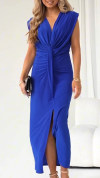 Women's V-neck Twisted Slit Pleated Temperament Dress