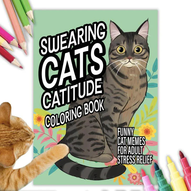 🔥Halloween promotio!🎃 🐱Funny Kitty Memes Coloring Book For Adult Relaxation