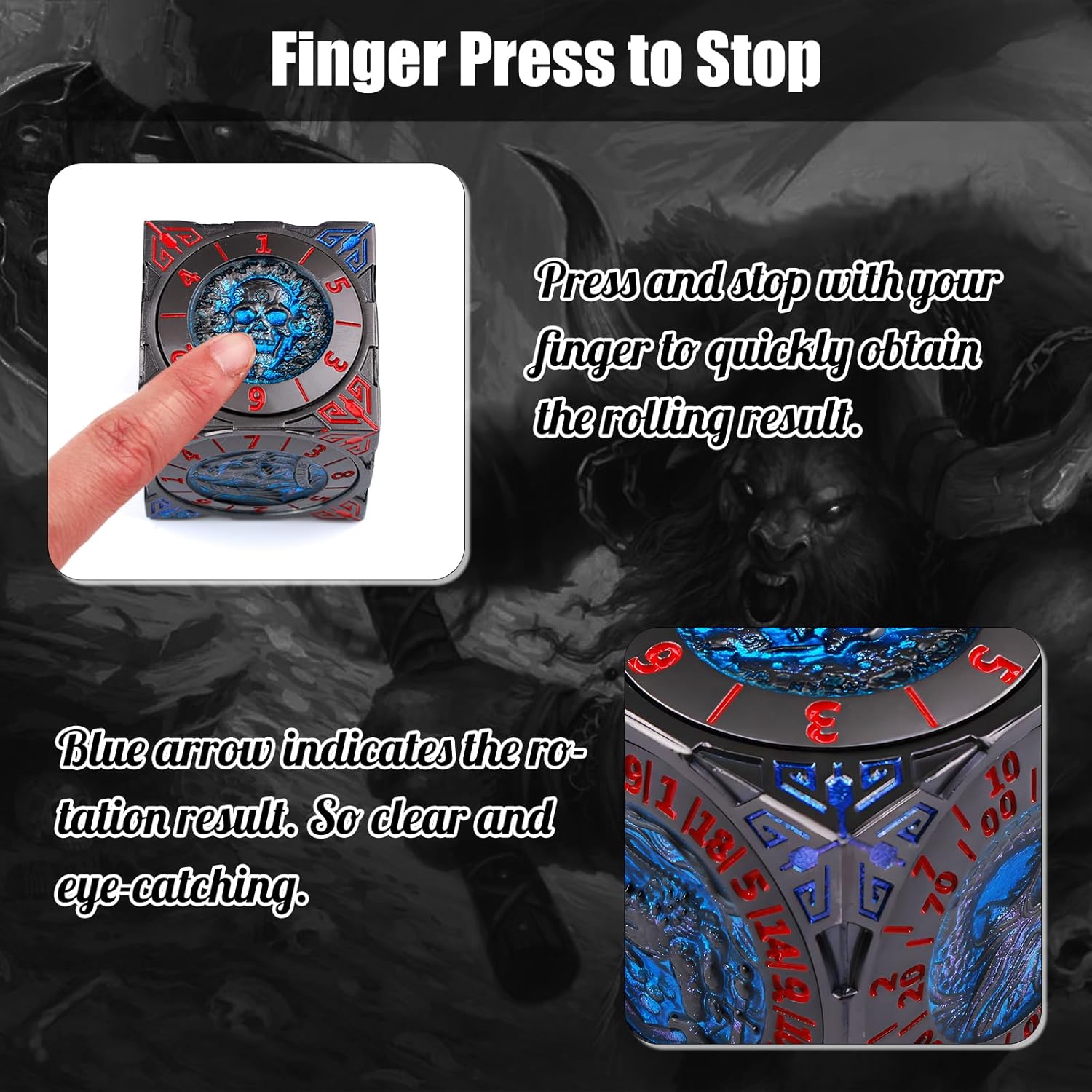 2025 New DND Fidget Spinner DICE: 7-in-1 Metal DND Dice Cube – 6-Sided Rotating Polyhedral Dice, Tabletop RPG Accessory for DMs and Player