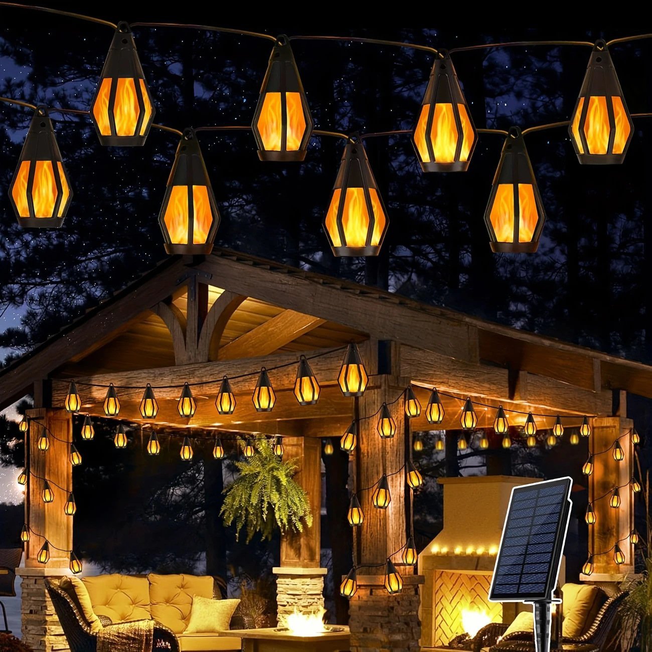 ⏰LAST DAY SALE 50% OFF💥Solar Waterproof Flame Light String