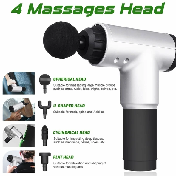 Handheld Relieving Pain Powerful & Quiet Muscle Massage Gun, Black & Silver