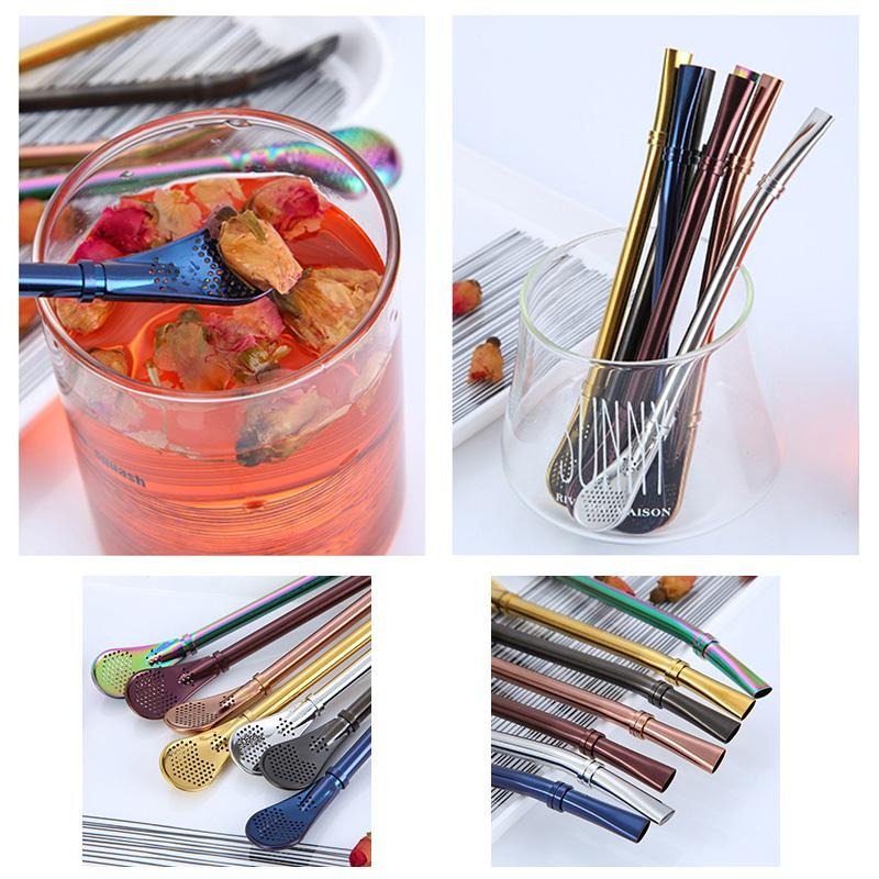 2 in 1 Stainless Steel Spoon Drinking Straw