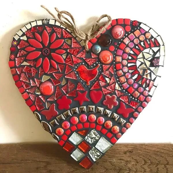 ❤️Handmade Large Garden Mosaic Heart Decoration