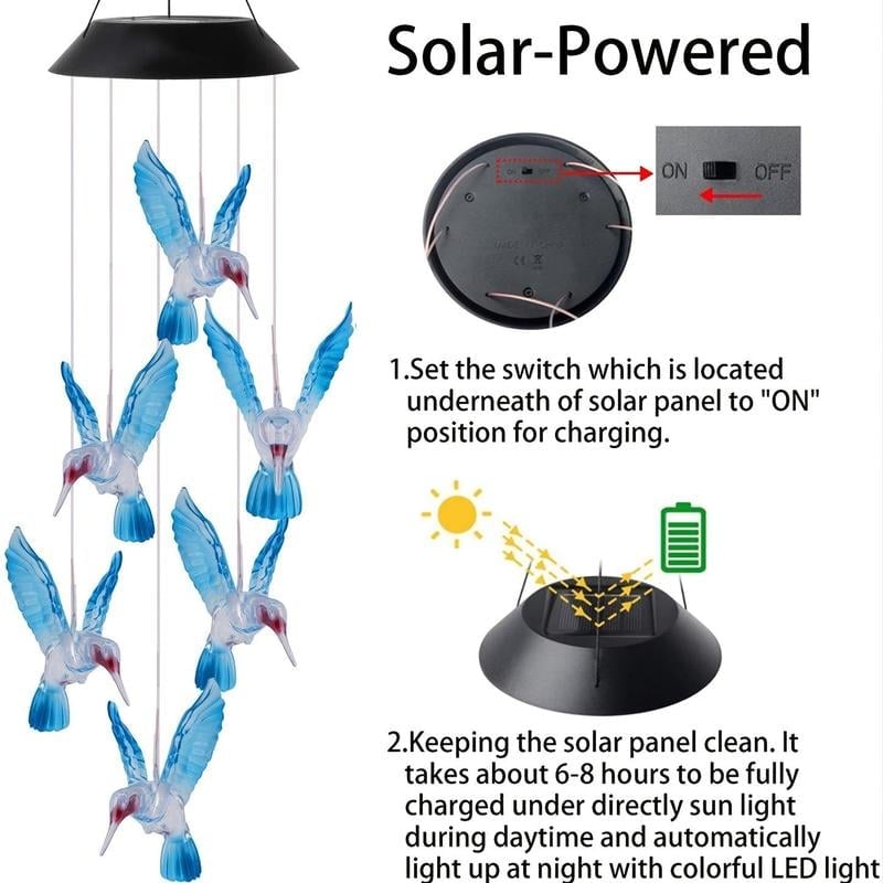 🔥Last Day Promotion 70% OFF🔥Creative Bird Design Solar Wind Chimes⚡️Buy 2 Free Shipping