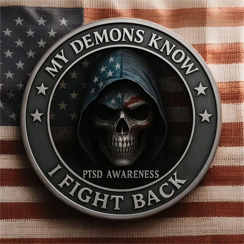 🏆Flash Sale 60% OFF - 🎖️PTSD Awareness Veterans Challenge Coin
