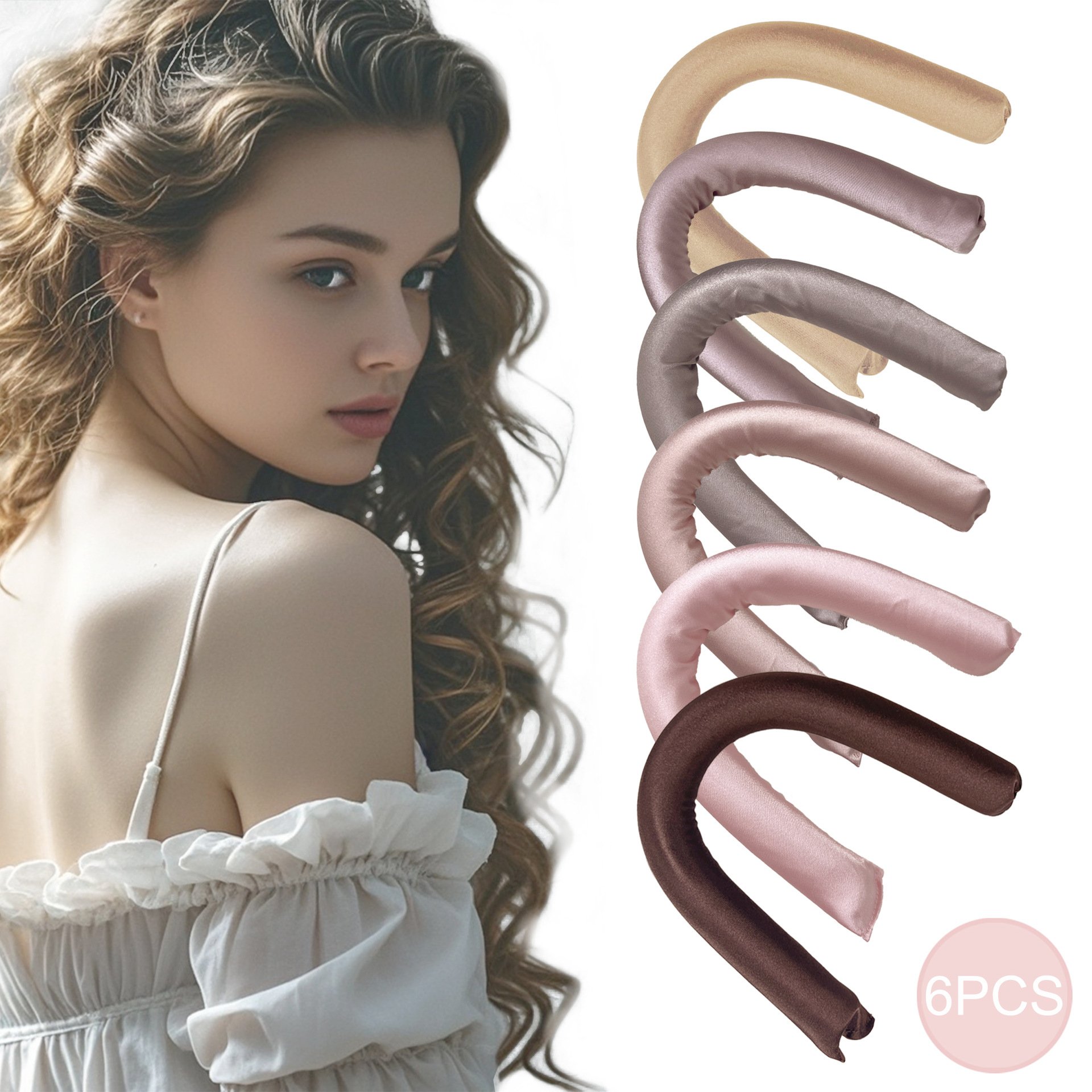 🔥New Year Sales-49% OFF-✨Rosewood  Satin Covered Heatless Hair Curlers(6PCS)