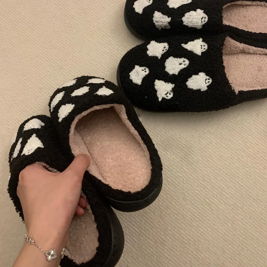 Halloween cute ghost print slippers 100% cotton