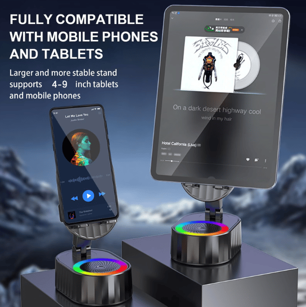 🔥2025 Upgraded Cell Phone Stand with Induction Speaker/Power Bank/Atmosphere Light