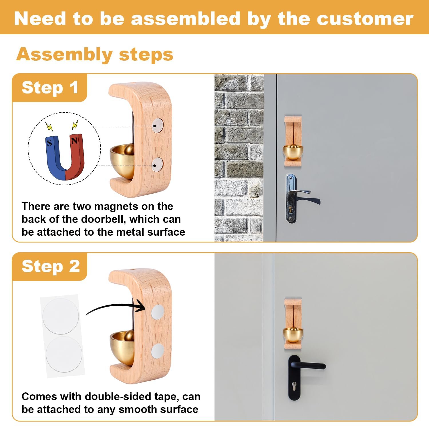 🔥Last Day Promotion 50% OFF🔥Magnetic Wooden Doorbell for All Materials