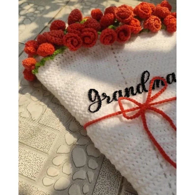 🎁TikTok Last Day Sale - 70% OFF🔥Hand-Knitted Rose Blanket DIY Kit & Ready-Made Gift for Mother's Day Valentine's Day
