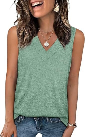 🔥Letzter Tag 70% Rabatt ✨Damen ärmellos V-ausschnitt Abnehmen lockere Passform Casual Tank Top T-Shirt