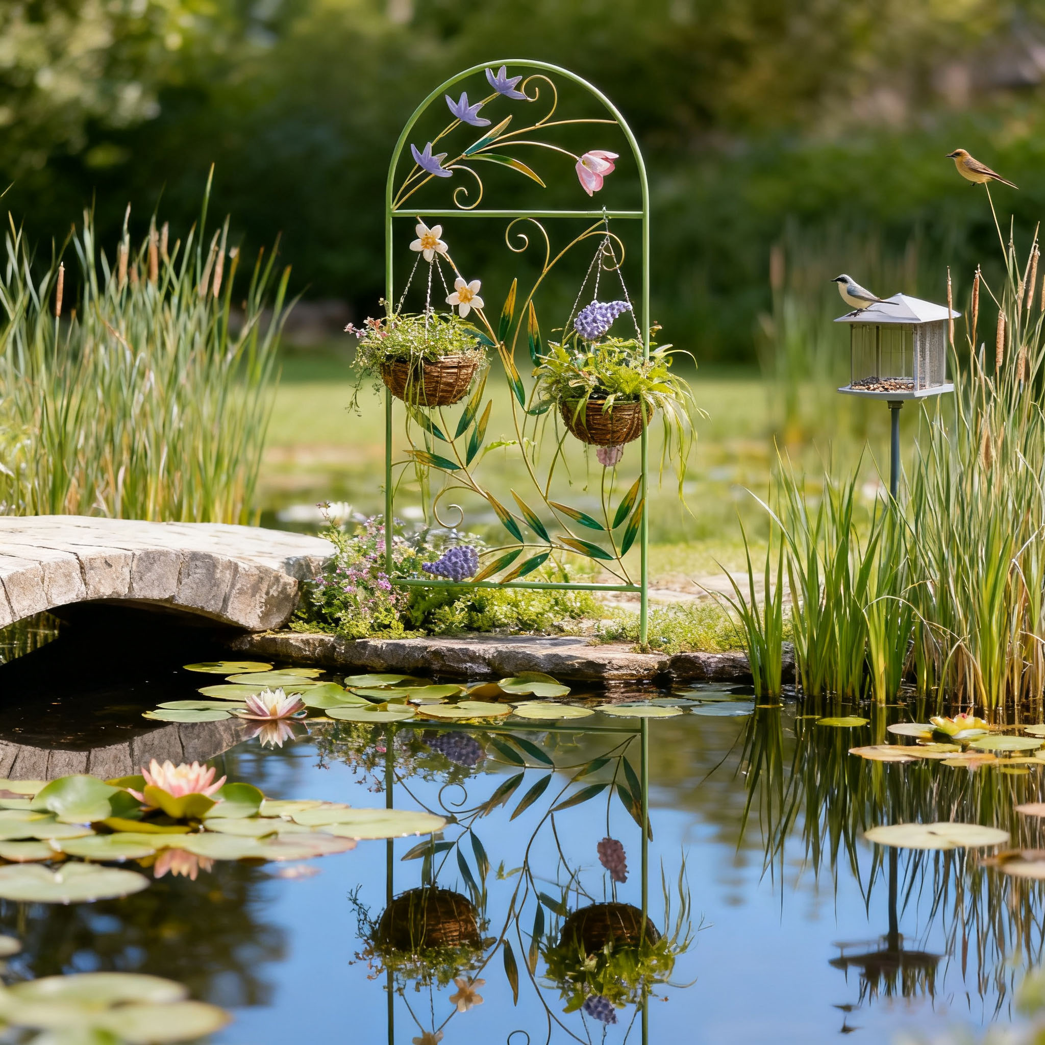 🌼Autumn Specials—Outdoor Metal Garden Flower Stake, Iron Art Climbing Plant Trellis Support, Decorative Yard Lawn Art Plug-in Flower Sculpture