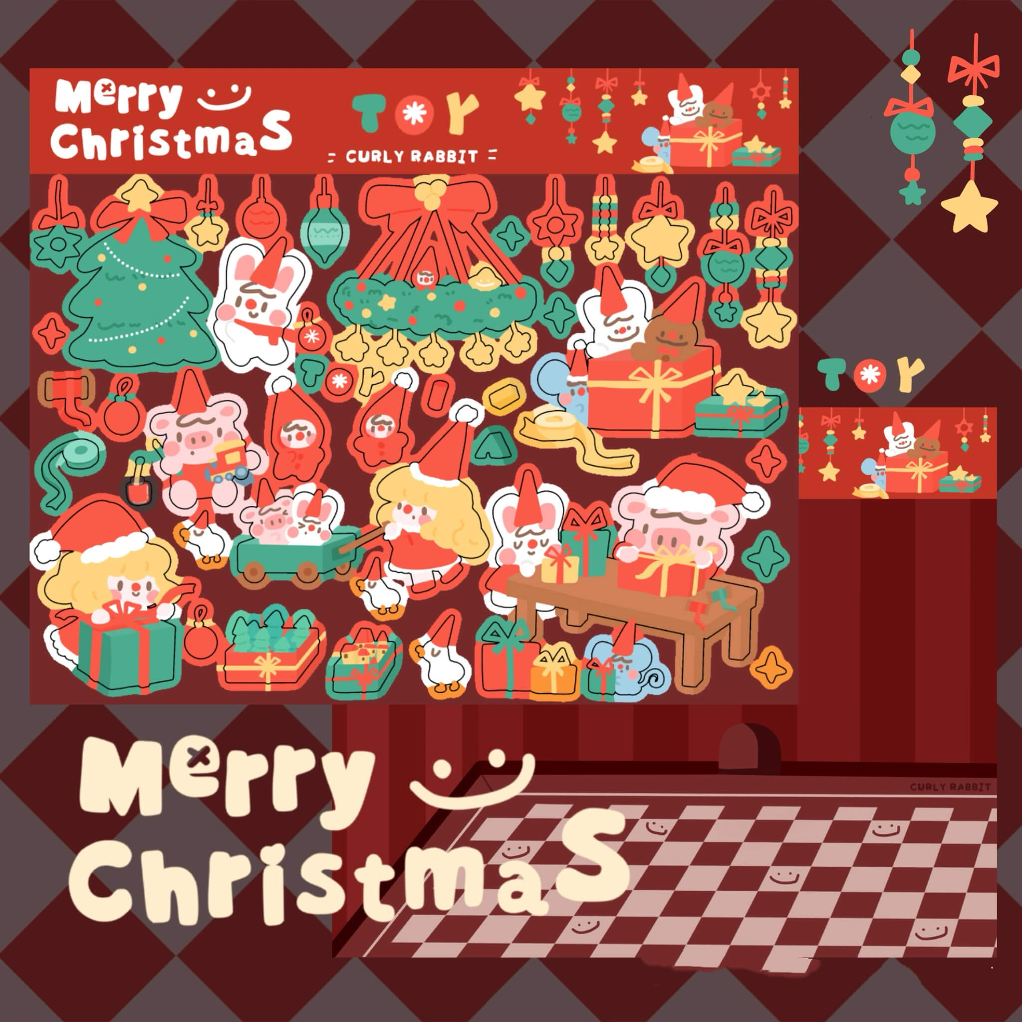 Christmas Stickers|Scrapbook Stickers|Sticker Sheet|Journal Stickers